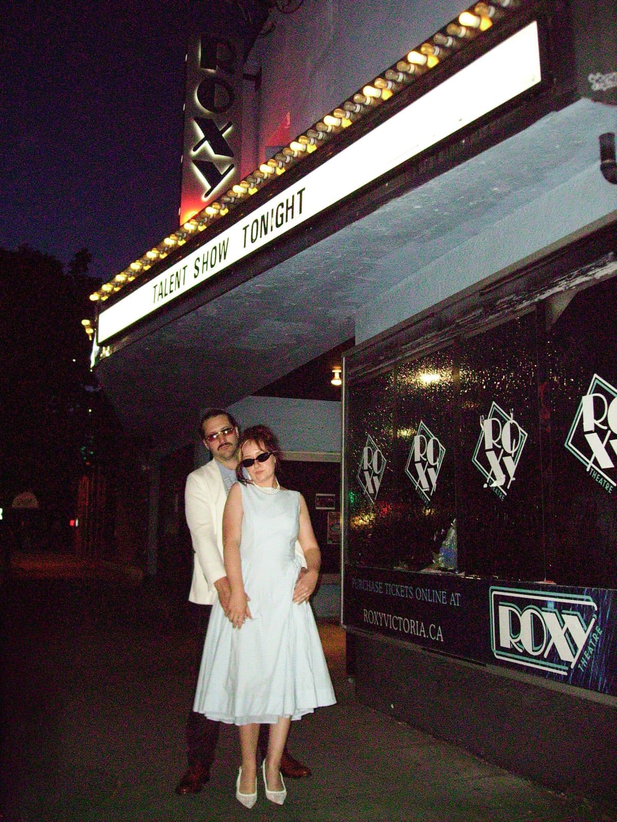 James & Teresa under The Roxy marquee